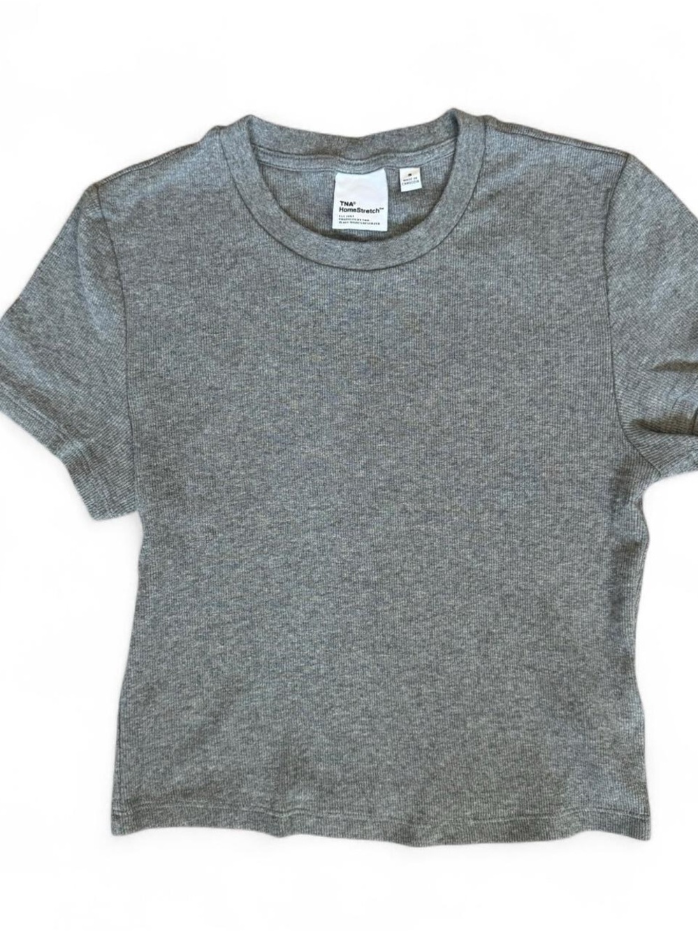 Aritzia TNA Short Sleeve Homestretch Cropped Tee - Dark Gray